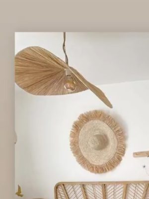 Suspension Palm en fil de raphia et fer forgé