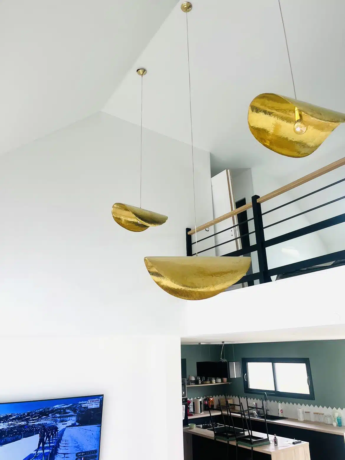 Suspension luminaire en laiton feuille de lotus chips – Image 6