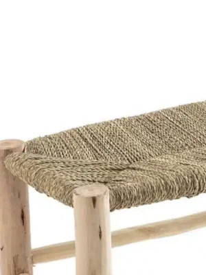 Banc berbère en doum (fil de palmier) tissage tapissier 70 cm