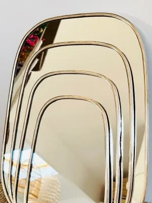 Série de 4 Miroirs laiton doré