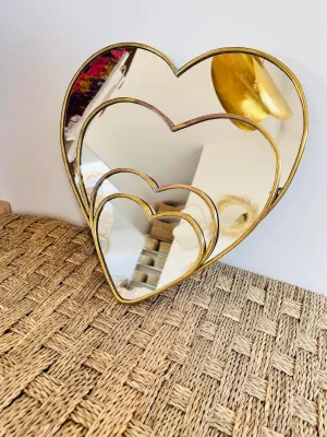 Série de 4 Miroirs COEUR Laiton doré Maroc