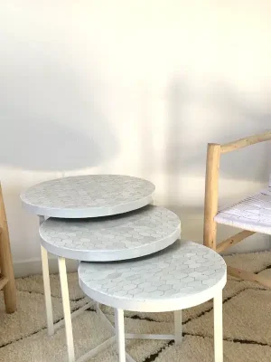Tables gigognes en Zellige blanc - Léa
