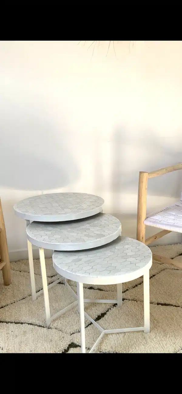 Tables gigognes en Zellige blanc - Léa