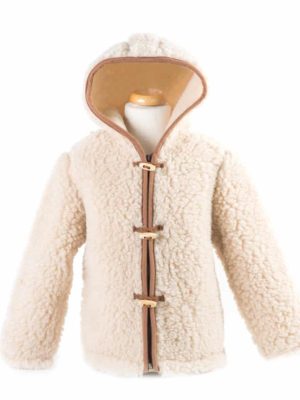 Veste enfant Capuche 100% laine-Marron/beige
