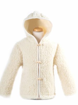 Veste enfant Capuche 100% laine-Ecru