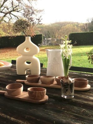 Planche apéro en bois de noyer 3 contenants