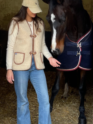 Gilet de Berger Adulte Mixte - Gilet 100% laine- Fabrication Française- Beige /Marron 🐑