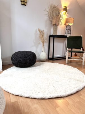 Tapis berbère Beni Ouarain rond Beige diamètre 165 cm