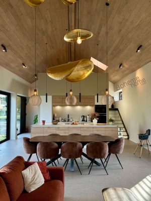 Suspension luminaire en laiton feuille de lotus chips