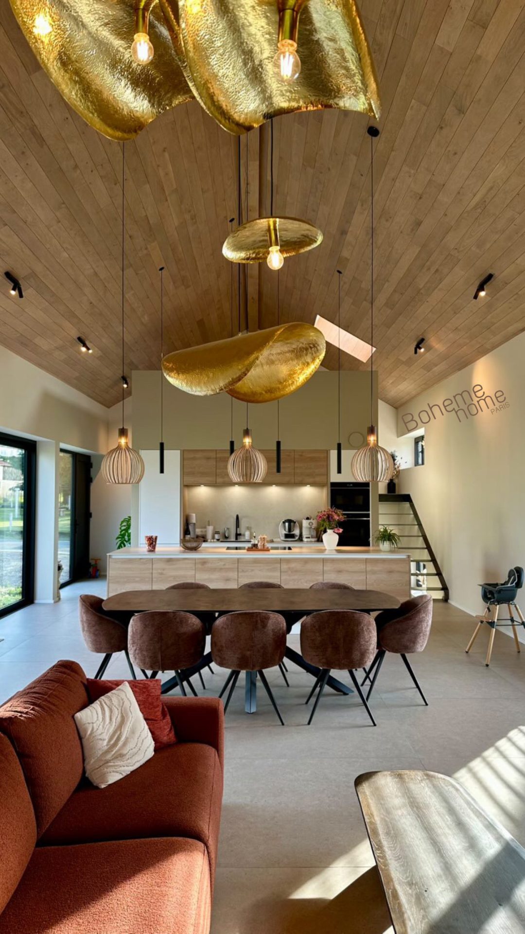 Suspension luminaire en laiton feuille de lotus chips