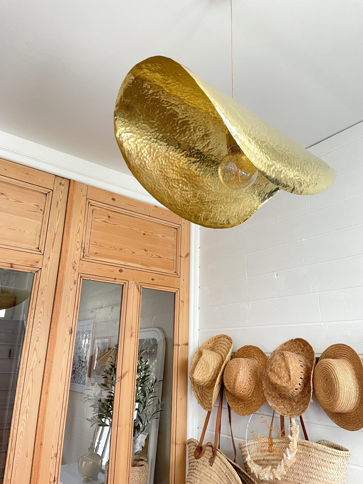 Suspension luminaire en laiton feuille de lotus chips – Image 14