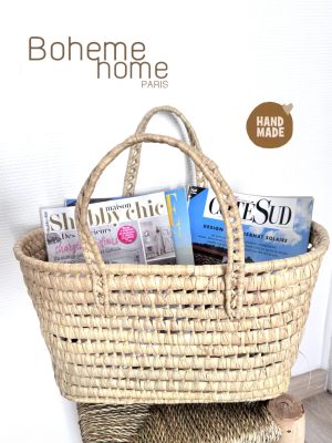 Panier Zagora fait mains en feuilles de palmier tissées