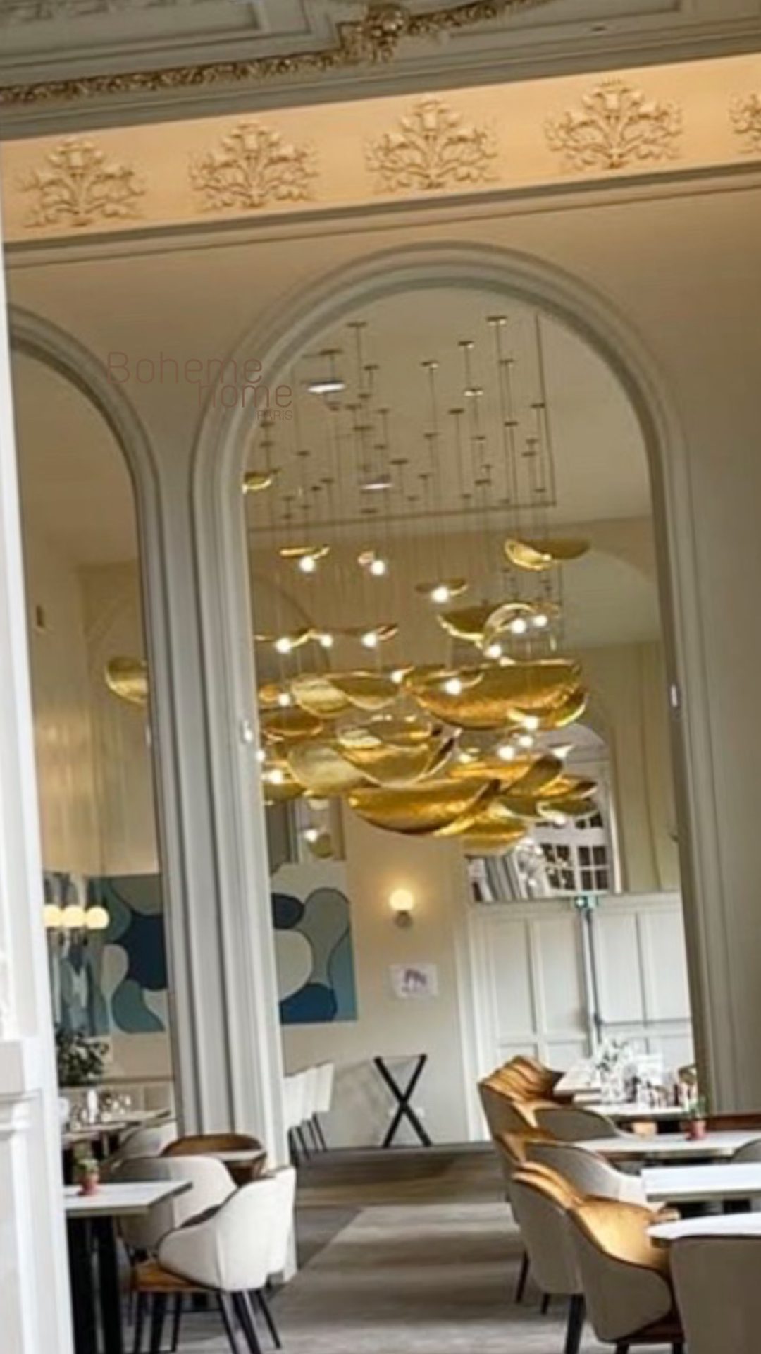 Suspension luminaire en laiton feuille de lotus chips – Image 3