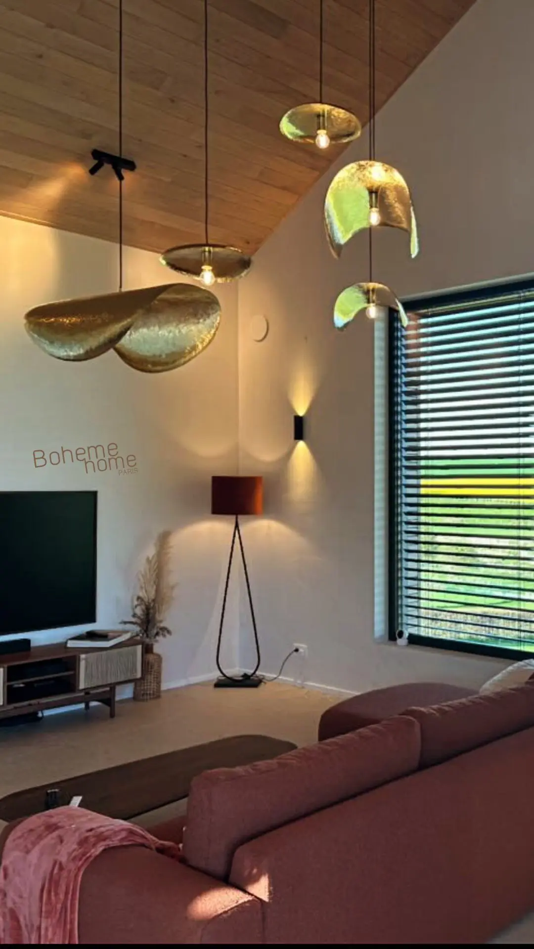 Suspension luminaire en laiton feuille de lotus chips – Image 9