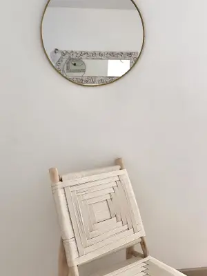 Grand miroir Galet contour laiton 61 Cm Fait Mains Eco-responsable