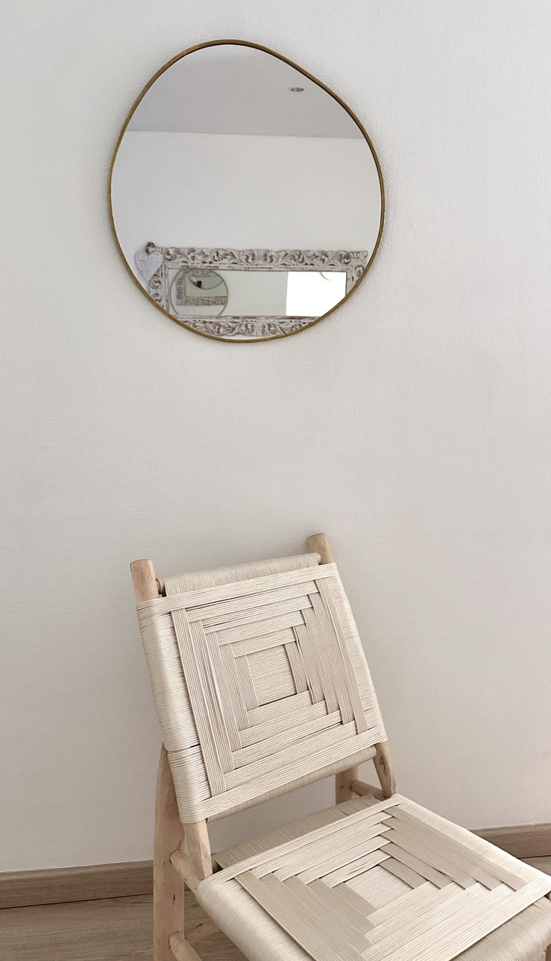 Grand miroir Galet contour laiton 61 Cm Fait Mains Eco-responsable