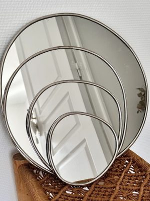 Série de 4 Miroirs laiton galet doré