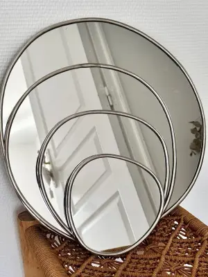 Série de 4 Miroirs laiton galet doré