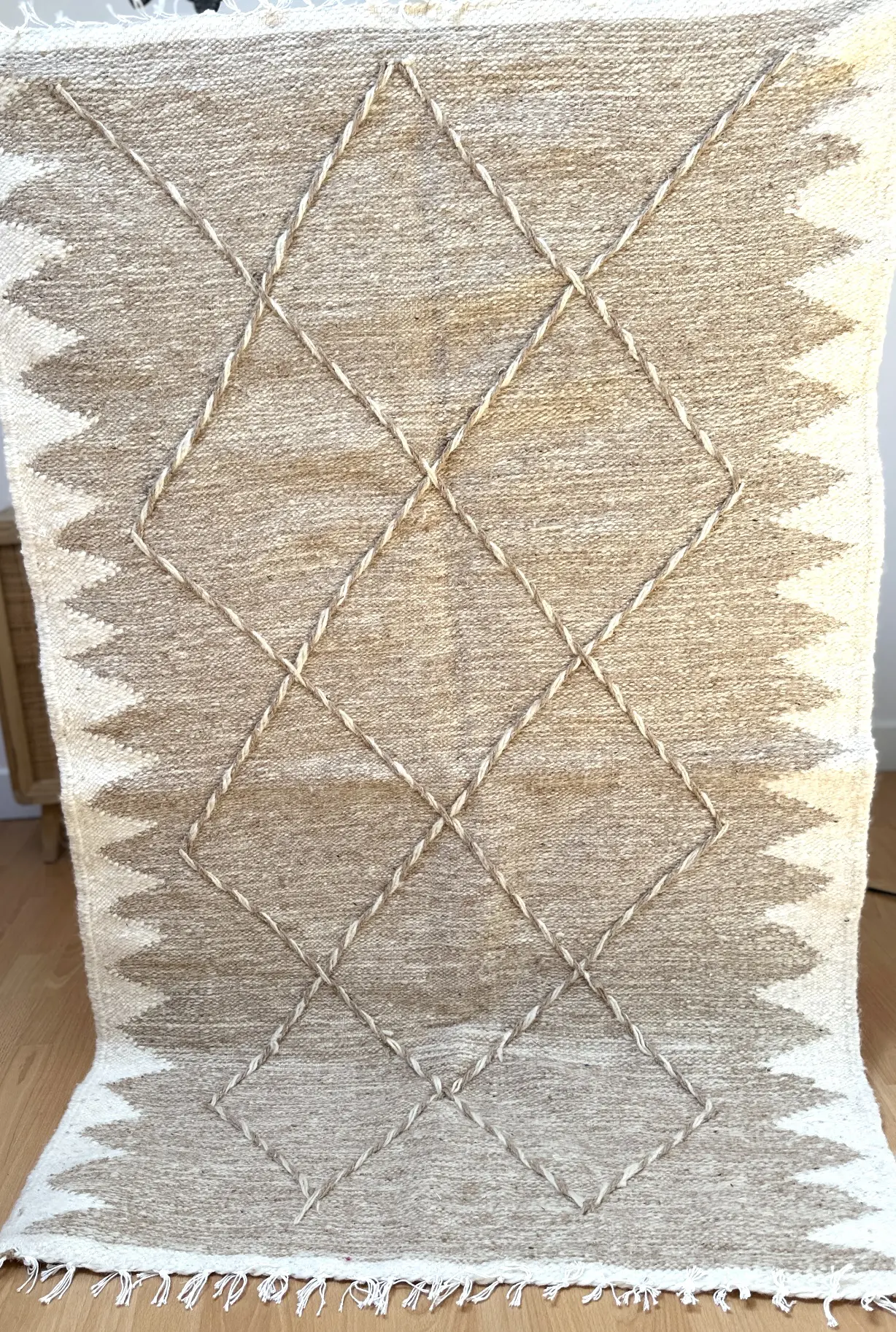 Tapis berbère Kilim Losanges Beige/Caramel 160x145