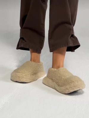 Chaussons 100% laine adulte mixte Beige