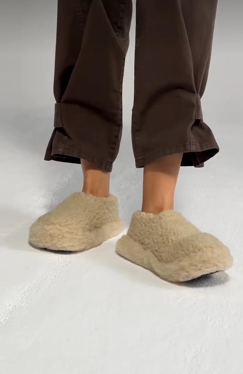 Chaussons 100% laine adulte mixte Beige