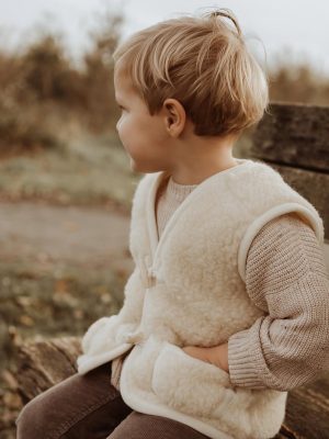 Gilet de Berger enfant 100% laine - Fabrication Française - Ecru