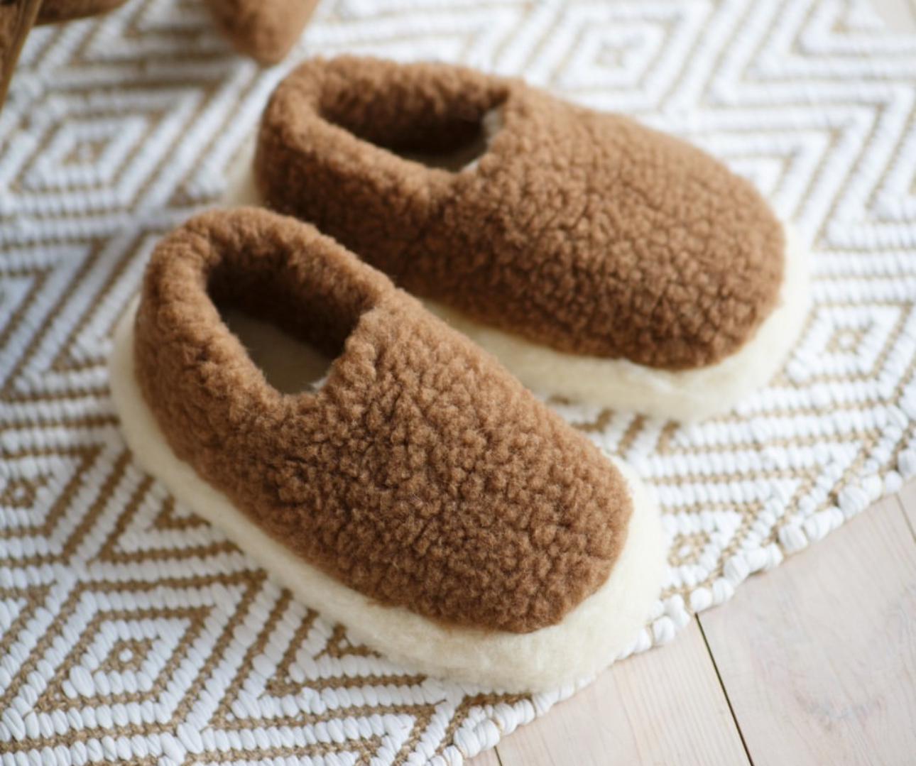Chaussons 100% laine adulte mixte Caramel – Image 2