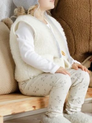 Chaussons 100% laine enfant mixte Gris clair