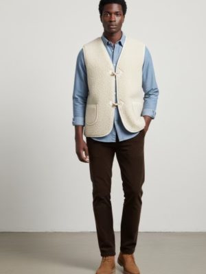 Gilet de Berger Adulte Mixte - Gilet 100% laine- Fabrication Française-🐑- Ecru