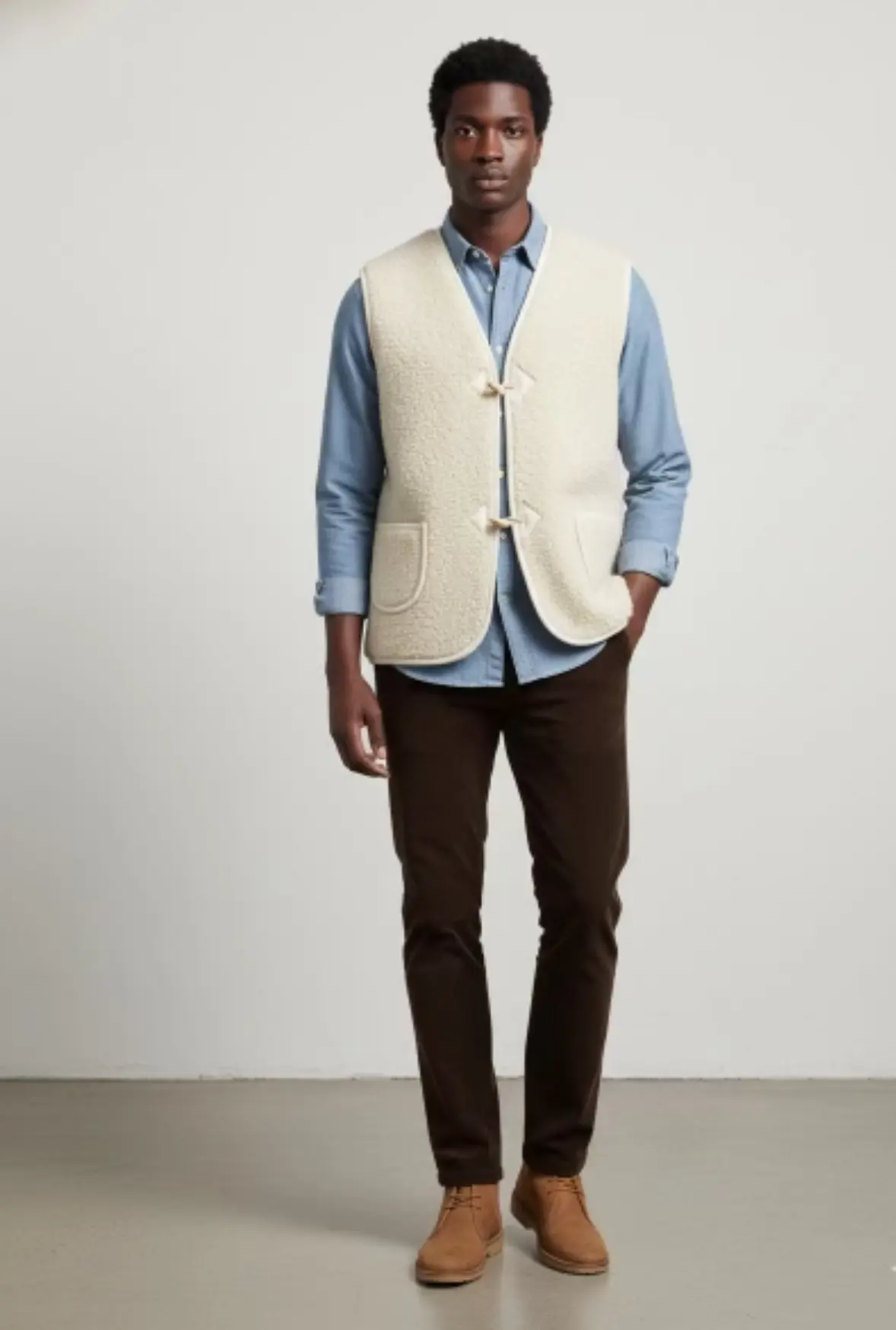 Gilet de Berger Adulte Mixte - Gilet 100% laine- Fabrication Française-🐑- Ecru