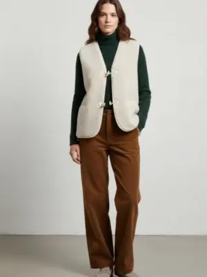 Gilet de Berger Adulte Mixte - Gilet 100% laine- Fabrication Française- Blanc beige 🐑