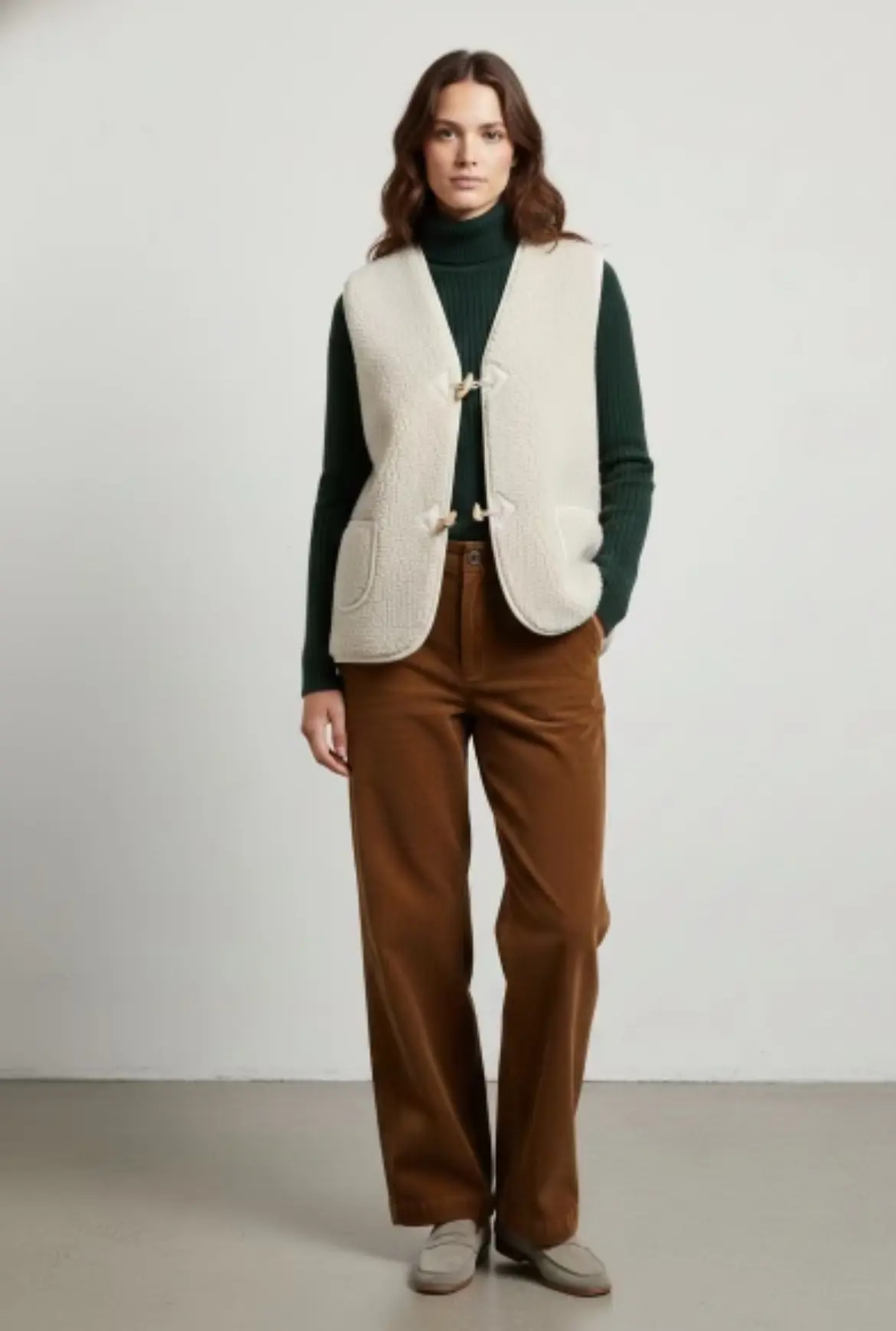 Gilet de Berger Adulte Mixte - Gilet 100% laine- Fabrication Française-🐑- Ecru – Image 2