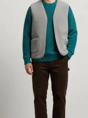 Gilet de Berger Adulte Mixte - Gilet 100% laine- Fabrication Irlande-🐑-Gris