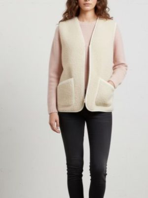 Gilet de Berger Adulte Mixte - Gilet 100% laine- Fabrication Irlande-🐑-Blanc beige