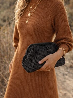 Sac Boheme Azza tissé mains Noir